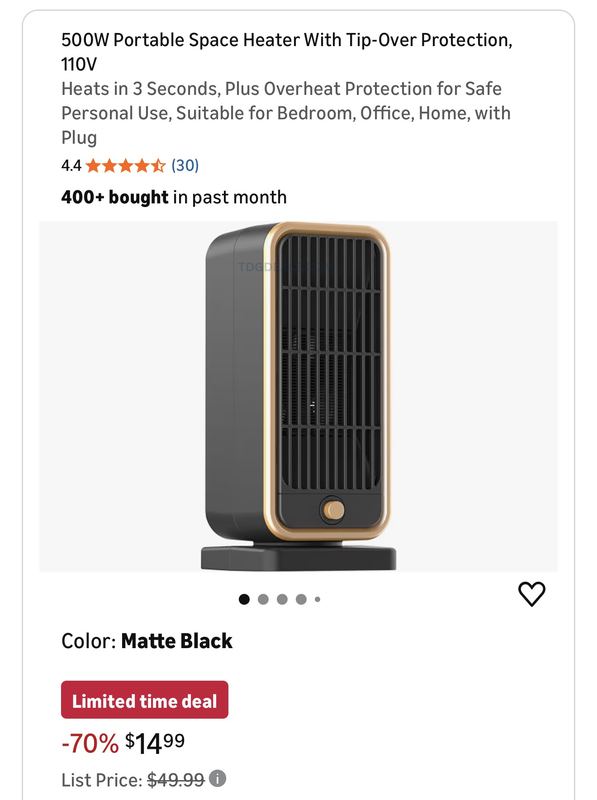 $50 PORTABLE HEATER FOR $15 ON AMAZON