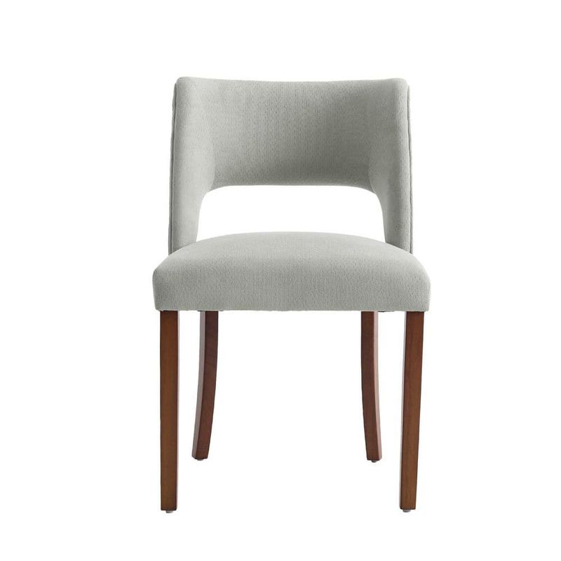 Uixe - Modern Light Gray Chenille Upholstered Open Back Dining Chair with Soild Wood Legs(set of 6)