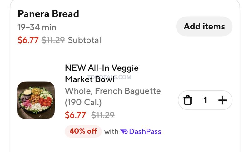 40% OFF SALADS @ DOORDASH x PANERA BREAD
