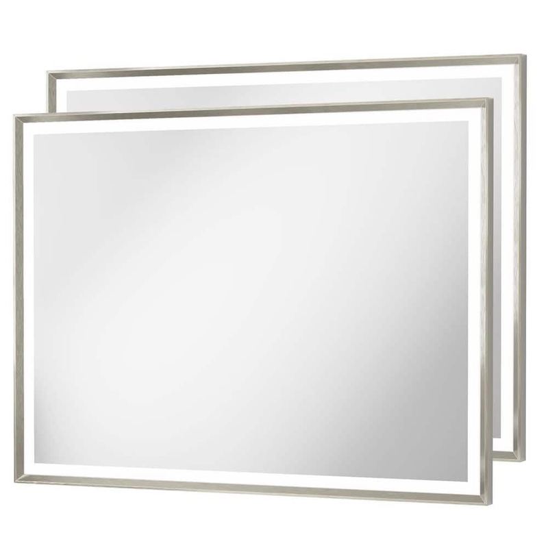 ACEGOSES - 2-Pack 48 in. W x 36 in. H Dimmable LED Anti-Fog Modern Aluminum Bathroom Vanity Mirror with Memory, Brushed Nickel