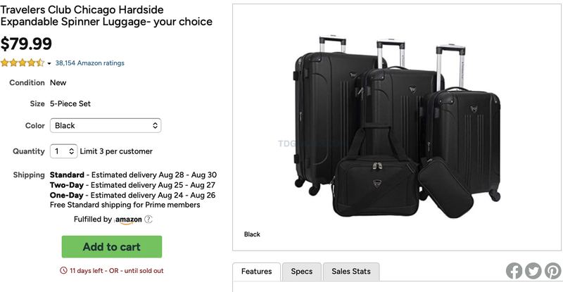 $79.99 TRAVELERS CLUB 5-PIECE SPINNER LUGGAGE SET 🧳