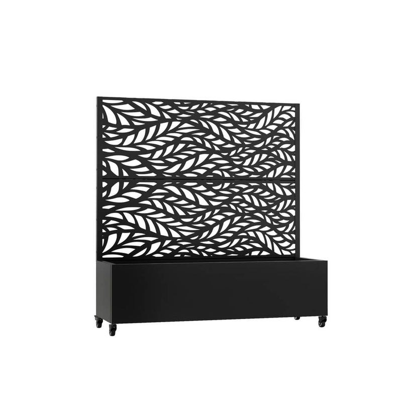 SpassWay - 4 ft. H x 4 ft. W Metal Planter Box with Trellis Black