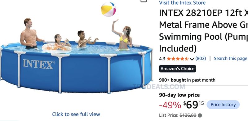 $69.15 INTEX Above Ground Swimming Pool (Pump Not Included)