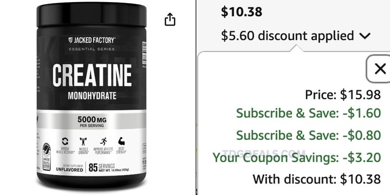 🔥 (YMMV) $34.99 JACKED FACTORY CREATINE DROPS TO $10.38
