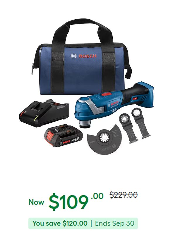 BOSCH 18V OSCILLATING TOOL KIT $109 🔥