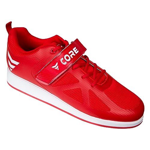 CORE Weightlifting Shoes - Squat Shoes for Powerlifting, Deadlifting, Crosstraining, Olympic Lifting and Gym - Men and Women - Strap and Lace-Up Design with Non-Slip Sole & 0.67" Heel