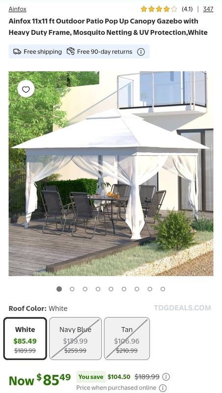 AINFOX 11X11 FT POP-UP CANOPY GAZEBO - $85.49