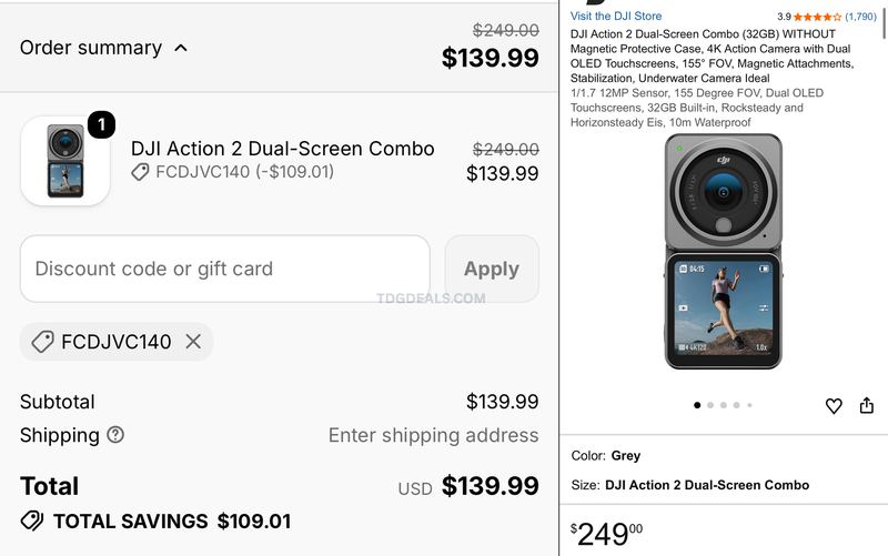 DJI ACTION 2 DUAL-SCREEN COMBO — $139.99