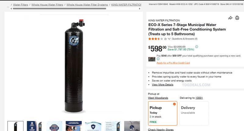WHOLE-HOME WATER FILTRATION CLEARANCE