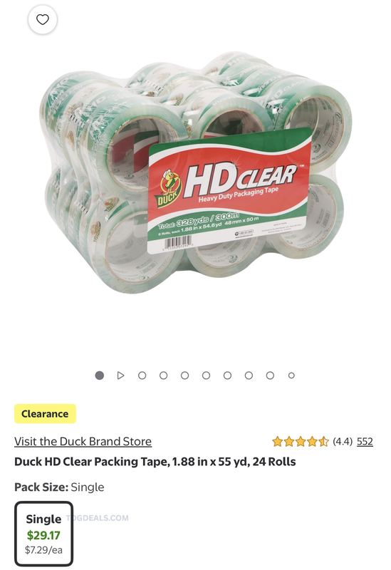 24-Pack Duck HD Clear Packing Tape on clearance for $29.17 (was $58.42) at Walmart!