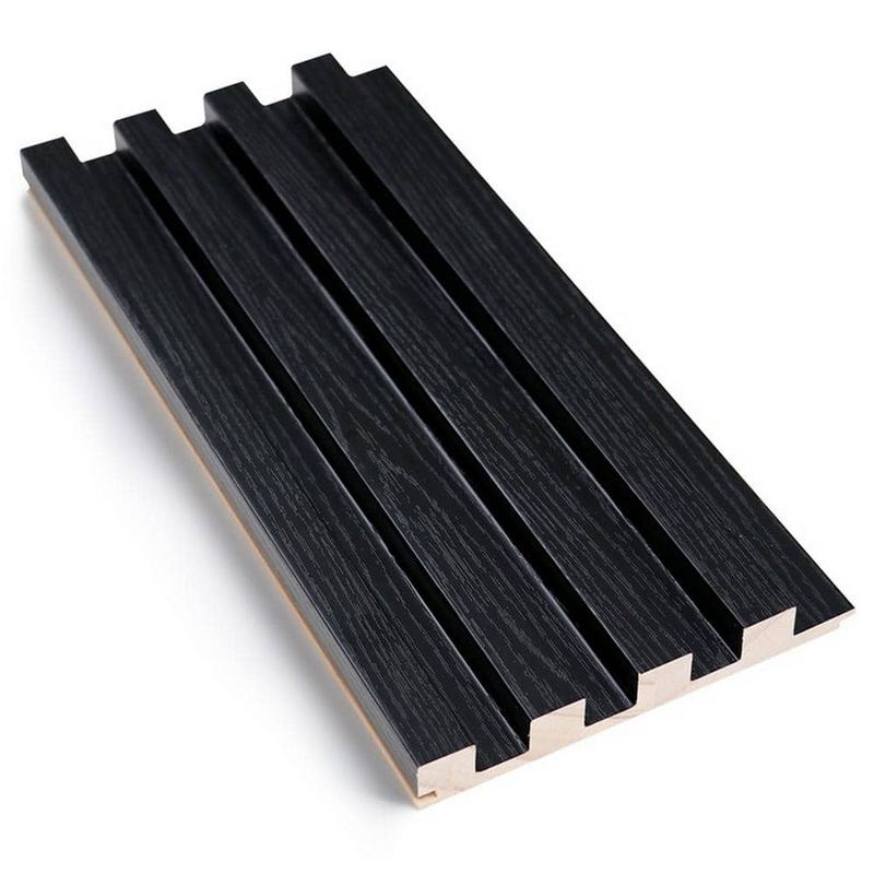 Ejoy - 106 in. x 6 in. x 0.7 in. Solid Wood Wall Cladding Siding Board in Black Texture Color (Set of 4-Piece)