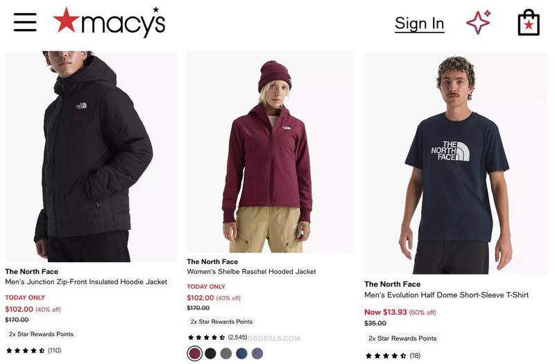MACY’S IS MARKING DOWN THE NORTH FACE