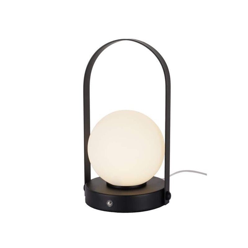 Alsy - 9.8 in. Black Contemporary Rechargeable 3CCT Integrated LED Globe Lamp with Handle
