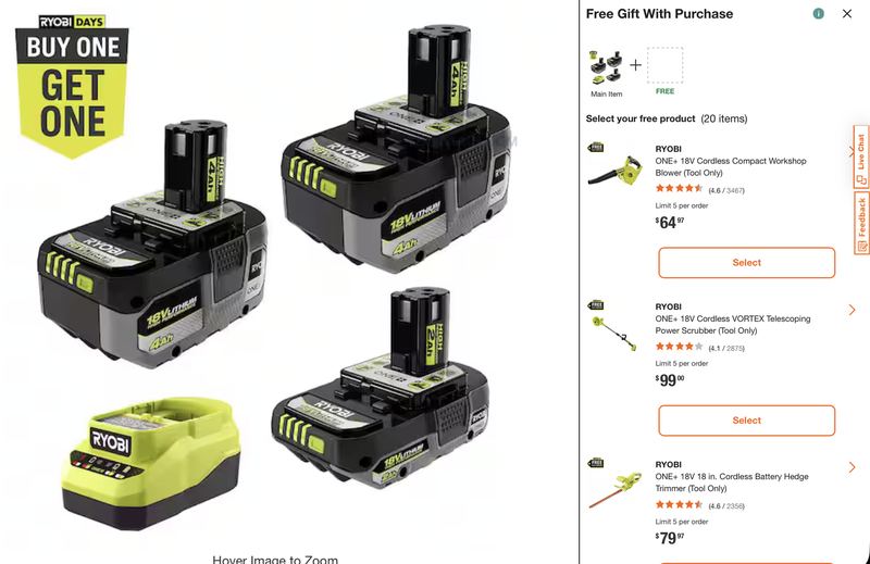 $179 RYOBI BATTERY STARTER KIT @ HOME DEPOT 🛠️