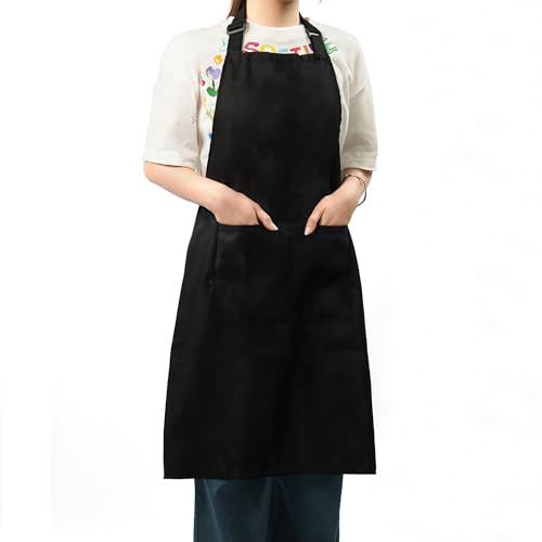 Aiyecow Cooking Kitchen Aprons for Women Men Chef Adjustable Bib Apron Resistant 2 Pockets 2 Pack