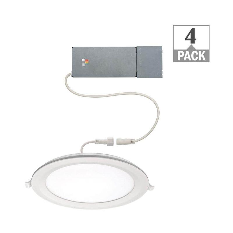 ETI LIGHTING - 8 in. Canless Integrated LED Recessed Light Trim with Night Light 650lm Adjustable CCT New Construction Remodel (4-Pack)