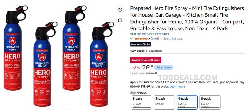 🚨 Amazon Deal: Prepared Hero Fire Spray (4-Pack) 🚨