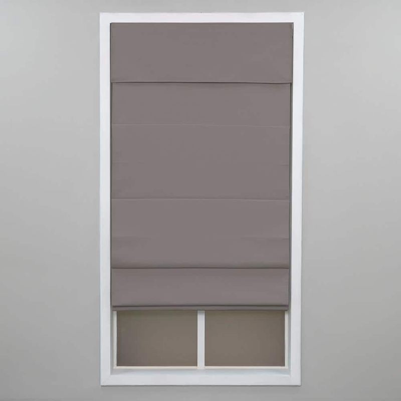Perfect Lift Window Treatment - Gray Cordless Blackout Energy-Efficient Cottom Roman Shade 55 in. W x 72 in. L