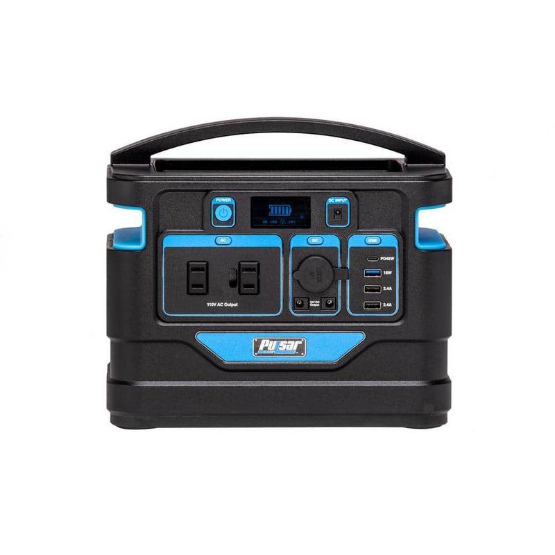 Pulsar - 500-Watt Quiet Portable Power Station with Push Button Start Battery Generator for Outdoors, Home, and Solar Charging