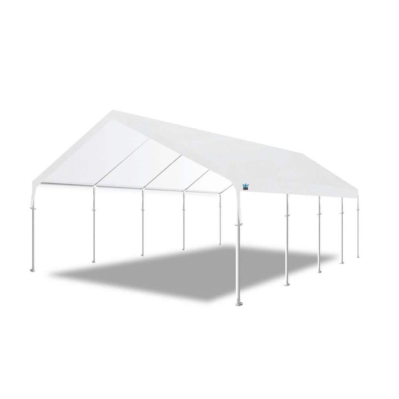 King Canopy - Hercules 18 ft. by 27 ft., 2 in. Steel Frame, 10-Leg, Carport, White, HC1827PC