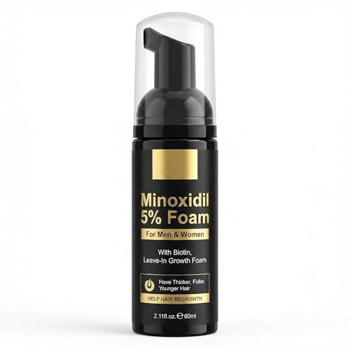 Minoxidil Foam 5% for Men and Women, Hair Regrowth Treatment with Biotin and DHT-Blocking Support, Fast-Absorbing Topical Scalp Foam for Thinning Hair, Promotes Fuller-Looking Hair，1pack