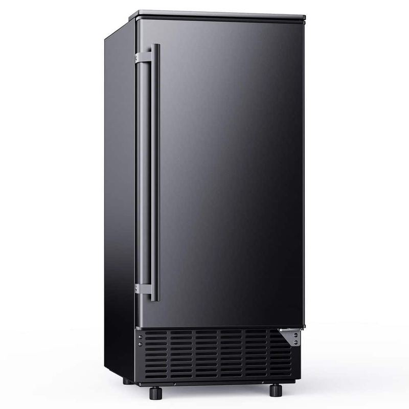EUHOMY - 15 in. 80 lbs. /24H Freestanding/Built-in Full Size Cubes Ice Maker in Black, Freezer Ice Machine with Water Pump