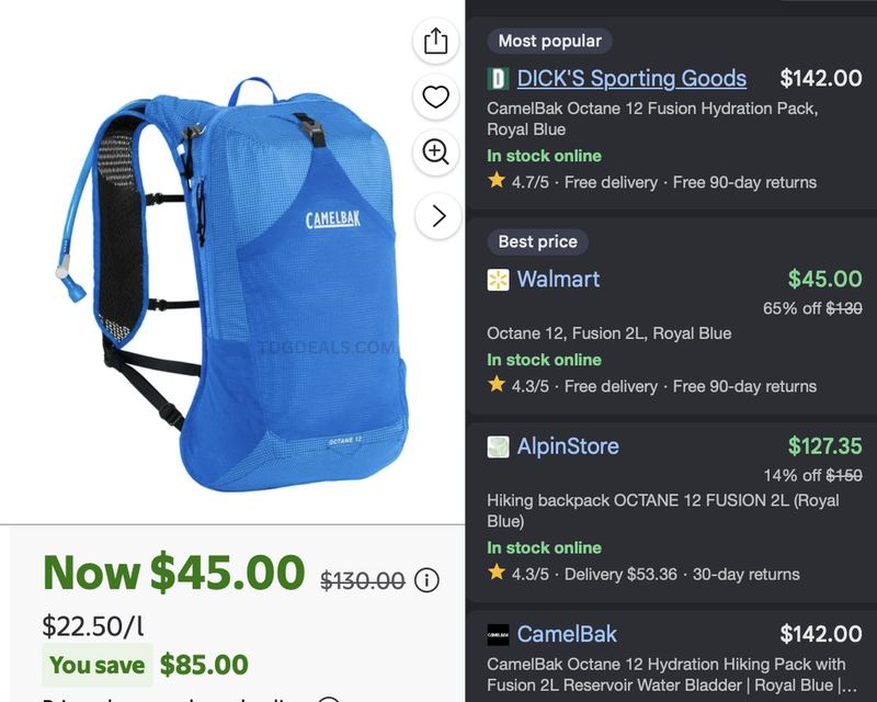 $45 - CAMELBAK OCTANE 12, FUSION 2L, ROYAL BLUE