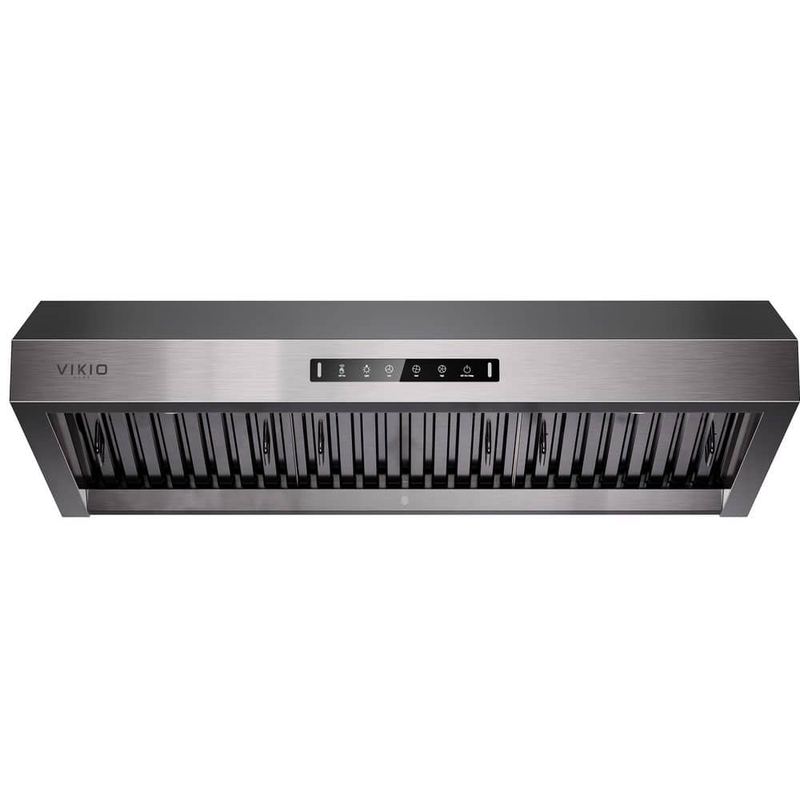 VIKIO - 36 in. 938 CFM Ducted Under Cabinet Range Hood in Black Stainless Steel w/ Removable Lights, Steel Filters, PVD Coating