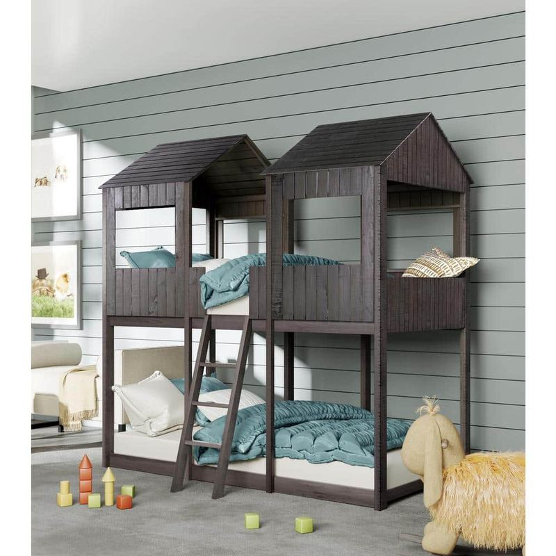 Qualler - Eligia Antique Gray Full Over Full House Style Bunk Bed