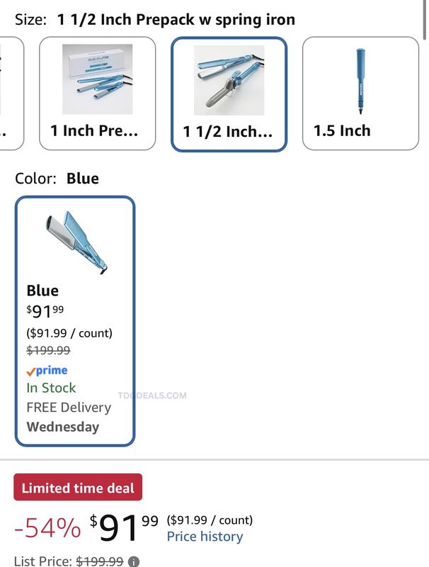 $199.99 BaBylissPRO 1.5" Flat Iron + Curling Iron Set for $91.99