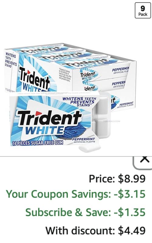 COUPONS STACKING ON TRIDENT GUM