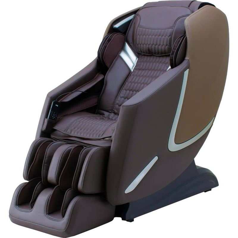 TITAN - Prestige LE Series Brown Reclining Faux Leather 3D Massage Chair with Foot Rollers, Zero Gravity, and Full Body Heating