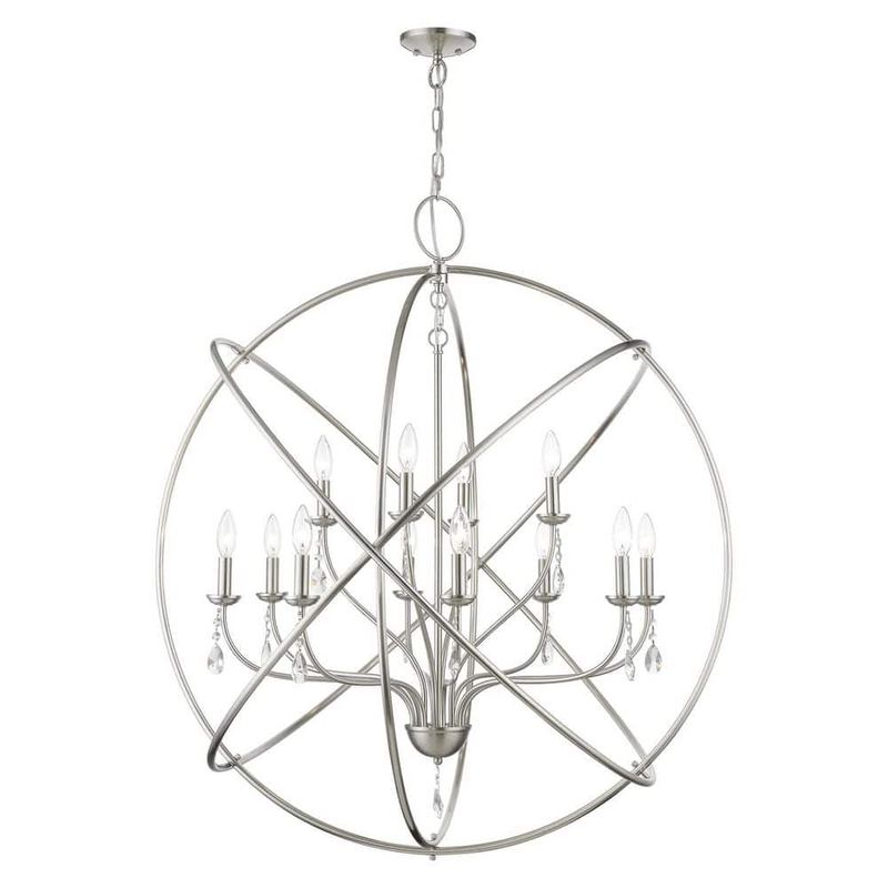AVIANCE LIGHTING - Cahill 12-Light Brushed Nickel Grande Foyer Chandelier with Crystals