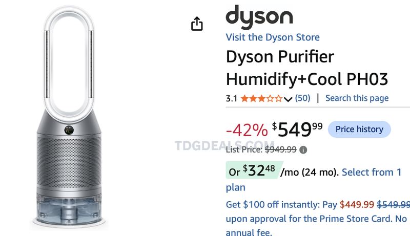 $949.99 DYSON PURIFIER HUMIDIFY+COOL DROPPED TO $549.99