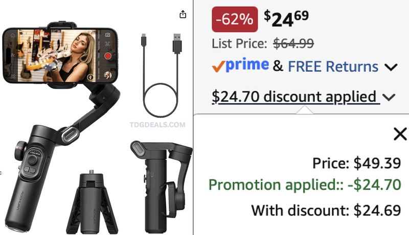 PHONE GIMBAL STABILIZER FOR $24.69 ON AMAZON