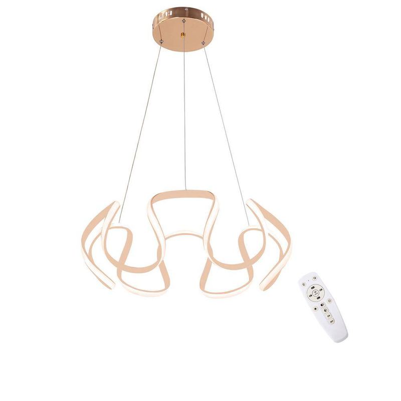 OUKANING - 45-Watt 1-Light Gold Minimalist Shaded Dimmable Integrated LED Pendant Light with Acrylic Shade
