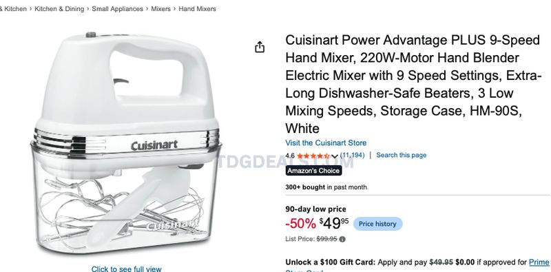 $99.95 CUISINART 9-SPEED HAND MIXER FOR $49.95