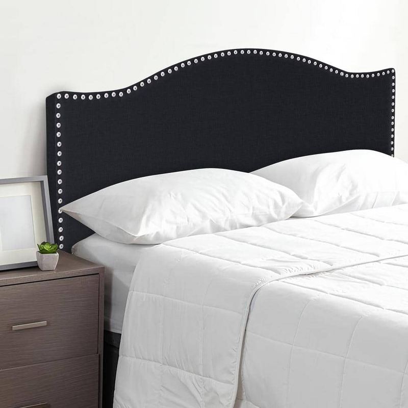 MAYKOOSH - Black Upholstered Headboard for Queen Size Bed, Nailhead Trim Queen Headboard, Wall Mounted Tufted Bed Backboard