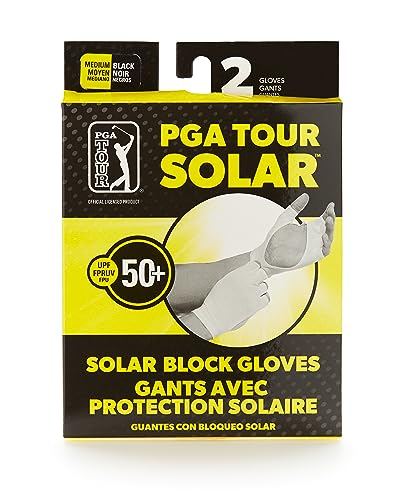 PGA TOUR Golf UPF50 Solar Block Golf Gloves, Bright White, Medium