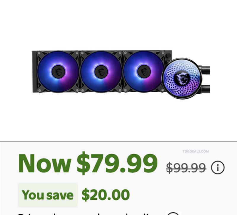 $99.99 MSI 360MM AIO LIQUID COOLER NOW $79.99