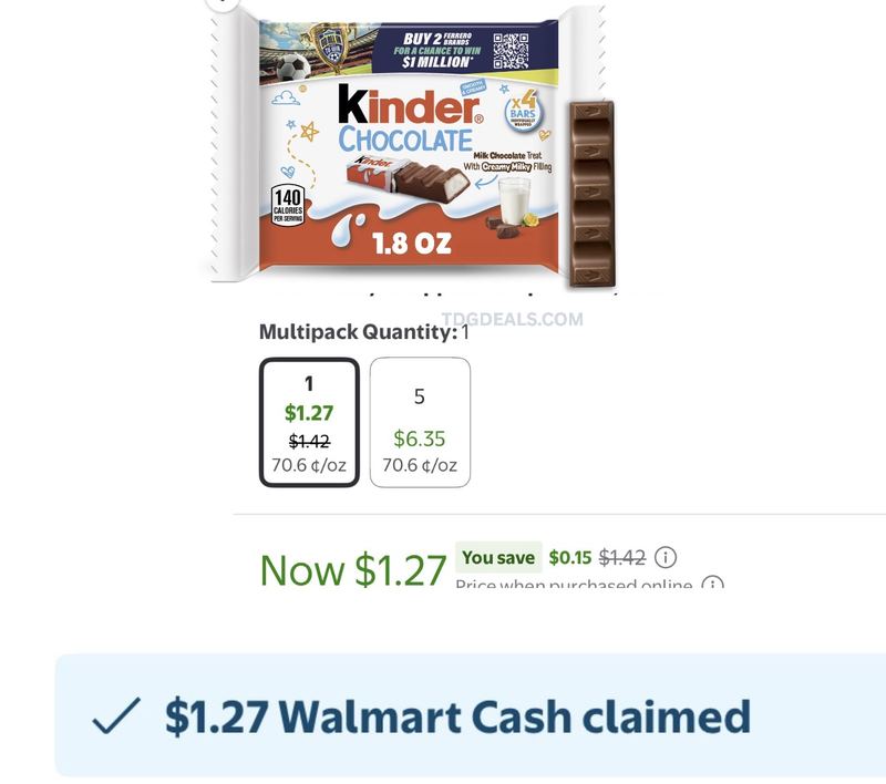 KINDER CHOCOLATE BAR FREE AT WALMART