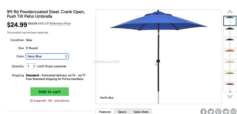 $69.99 PATIO UMBRELLA FOR $24.99
