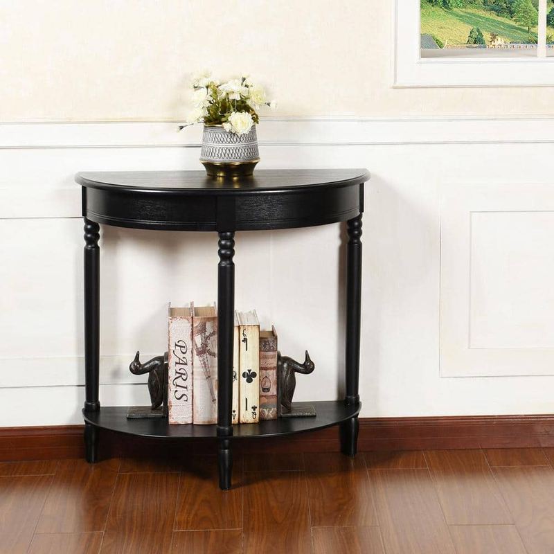 StyleCraft - Asher 28.25 in. Black Half-Circle MDF Console Table