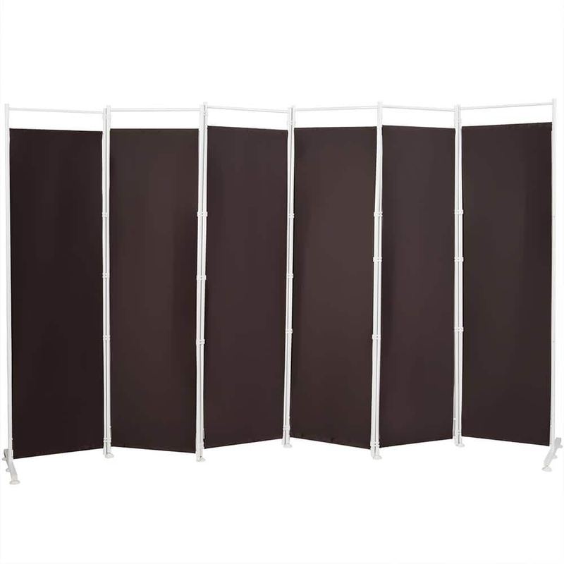 Costway - 6 ft. Brown 6-Panel Room Divider
