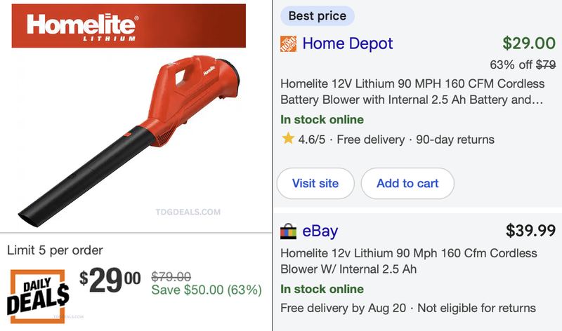 $29 HOMELITE CORDLESS LEAF BLOWER  🔥