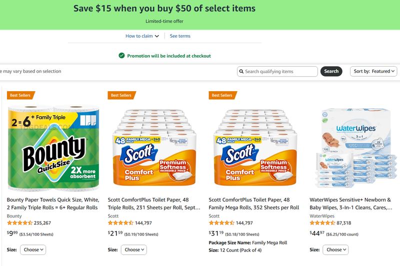 AMAZON: SAVE $15 WHEN YOU SPEND $50
