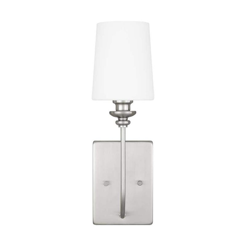 Generation Lighting - Bellevue 1-Light Brushed Nickel Wall Sconce with Frosted White Glass Shade