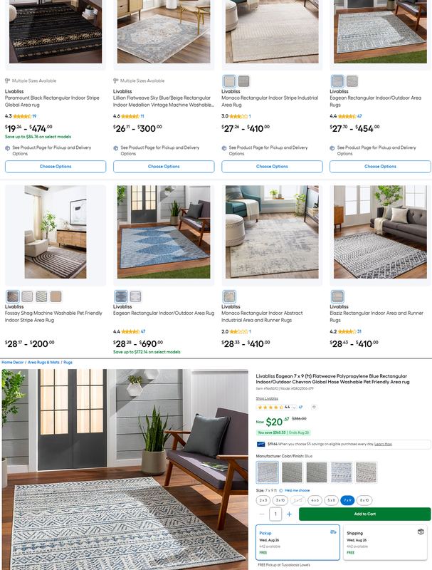 LIVABLISS RUGS AT LOWE'S — 7X9 FOR $20.67