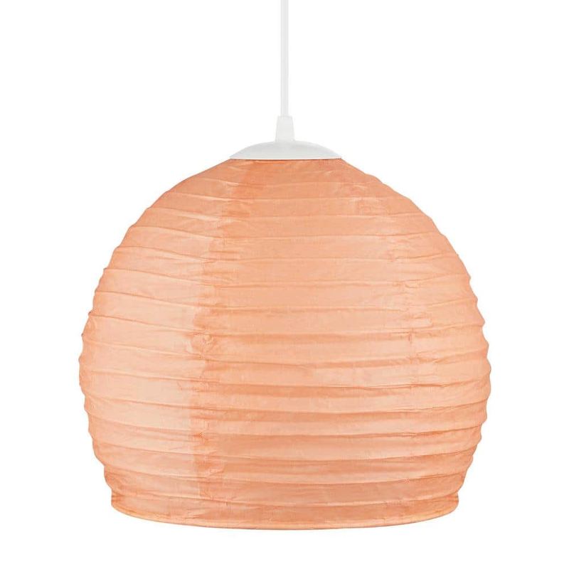 Hampton Bay - Elmore 1-Light Peach Pendant Light with Paper Shade