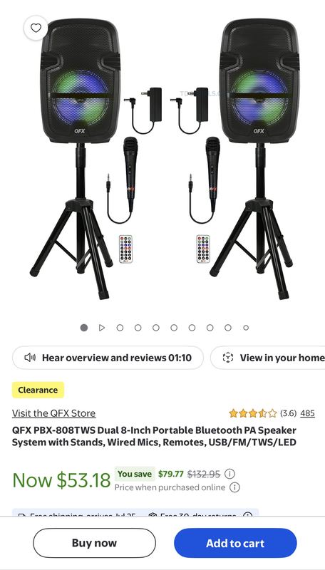 QFX Dual 8" Bluetooth PA Speaker System